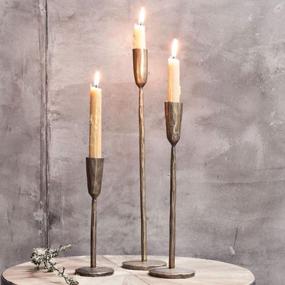 Nkuku Mbata Brass Candlestick Antique Brass